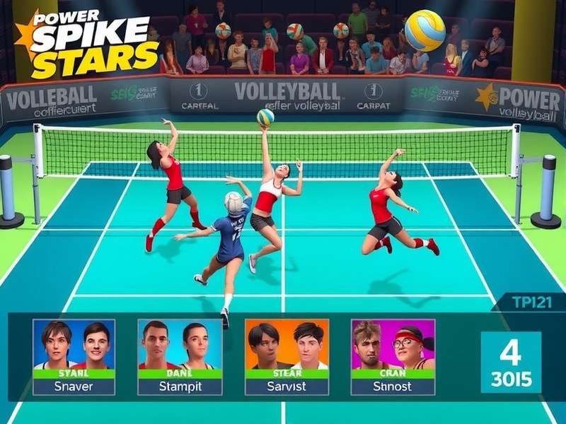 Power Spike Volleyball Stars tournament scene with competitive gameplay