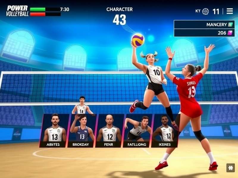 Power Spike Volleyball Stars gameplay screenshot showing intense volleyball action